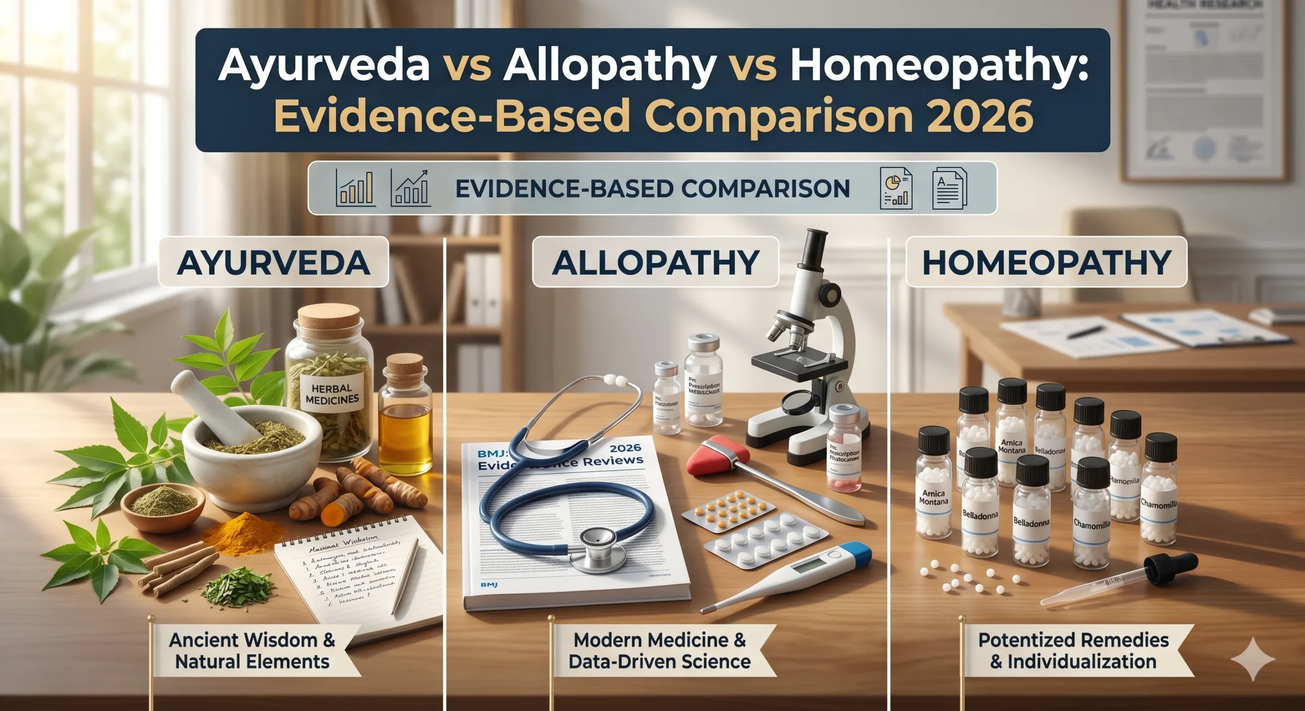 Ayurveda vs Allopathy vs Homeopathy: Evidence-Based Comparison 2026 | Shri Nath Ayurveda
